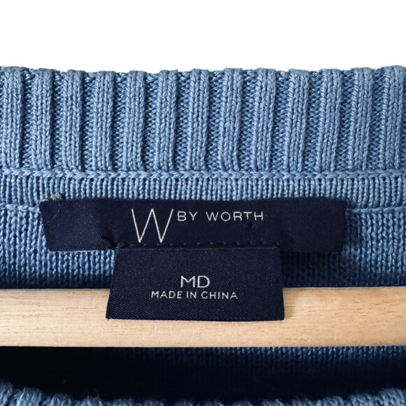 W By Worth Silk Cotton Sweater Sz M Crew Neck Side Zippers Classic Quiet Luxury - Picture 4 of 16
